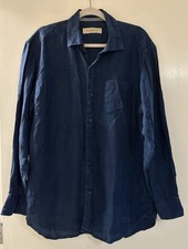 Camisa xadrez Tommy Bahama 100% linho azul marinho manga comprida tamanho G, usado comprar usado  Enviando para Brazil