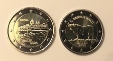 MALTA 2025 - 2 x 2 € UNC -stad Mdina & Maltese os/UNC Ville Mdina & Bœuf maltais na sprzedaż  Wysyłka do Poland