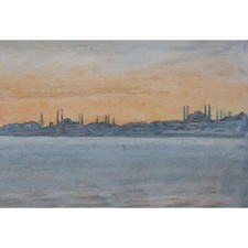 Usado, Konstantinopel Istanbul am Abend Alte Ansicht Aquarell unsigniert Mitte 19 Jhd comprar usado  Enviando para Brazil