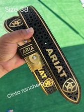Cinto de Couro Cincelado Corte Laser Cowboy Cinturón Vaquero Cinto Ranchero Tamanho 38 comprar usado  Enviando para Brazil