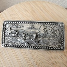 Usado, Broche vintage Vincent Pewter "The Canoe Trip" cena ao ar livre 1989 comprar usado  Enviando para Brazil