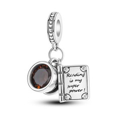 Pulsera MULA Europea Plateada Dije AAA CZ Libro y Taza de Café para Mujer segunda mano  Embacar hacia Mexico