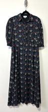 Vestido Livro Rosie tamanho pequeno preto buquê floral maxi botão de algodão, usado comprar usado  Enviando para Brazil