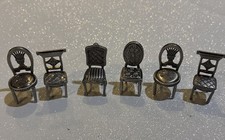 Conjunto de 6 cadeiras de estanho em miniatura para cartão de lugar ou móveis para casa de bonecas comprar usado  Enviando para Brazil