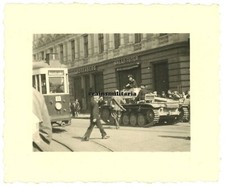 Oryg. Zdjęcie Panzer II czołg przy tramwaju "Chojny" w LODZI Polska 1939 na sprzedaż  Wysyłka do Poland