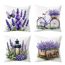 4 peças fronha rústica borboleta roxa lavanda capa almofada sofá decoração para casa comprar usado  Enviando para Brazil
