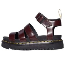 Sandálias veganas Dr. Martens Blaire vermelho cereja (matiz marrom) tiras tamanho 7 comprar usado  Enviando para Brazil