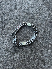 Używany, LV Louis Vuitton Metal Silver Męska bransoletka Mozaika Wielokolorowy monogram Duże logo na sprzedaż  PL