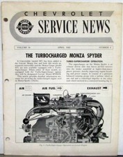 1962 Chevrolet Monza Spyder Turbocharged Engine Service News Vol 34 No 4 especificações, usado comprar usado  Enviando para Brazil