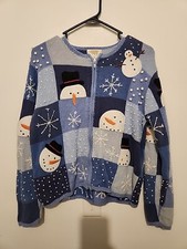 Suéter pequeno de festa de Natal Talbots boneco de neve azul bonecos de neve flocos de neve comprar usado  Enviando para Brazil