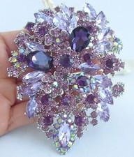 Precioso broche colgante de hoja floral flor de cristal de estrás de 4 pulgadas EE03905 segunda mano  Embacar hacia Mexico