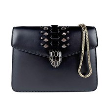 Autêntica bolsa de ombro BVLGARI Serpenti couro preto/tom dourado - z5944 comprar usado  Enviando para Brazil
