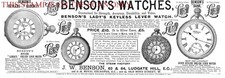 Relógios BENSON'S Keyless Lever originais 1892 ADVERT (2) anúncio impresso /33 comprar usado  Enviando para Brazil