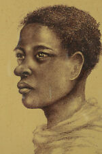 Bella Quadro Antico Ritratto Di Giovane Uomo Madagascan Art Deco Firmato comprar usado  Enviando para Brazil
