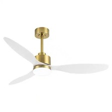 Ventilador de teto Breezary Sawyer 52" dourado com luz LED lâminas brancas e controle remoto comprar usado  Enviando para Brazil