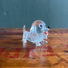 Mini estatueta vintage de vidro transparente para cachorros Dachshund, usado comprar usado  Enviando para Brazil