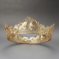 Coroa de tiara masculina vintage de metal dourado casamento drama rei real 5,4 cm de altura comprar usado  Enviando para Brazil