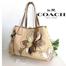 Bolsa de ombro COACH palha couro bege botânico patchwork bolsa floral MBb0800 comprar usado  Enviando para Brazil