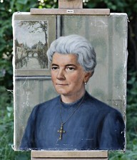 Używany, Otto Küppers (1888-1986) - Obraz portretowy vintage - Religious Woman, Oil Painting na sprzedaż  PL