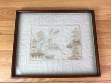 Framed oriental embroidery for sale  OKEHAMPTON
