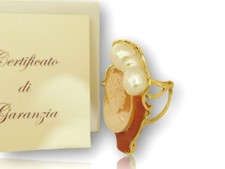 Anello corallo cammeo usato  Torre del Greco