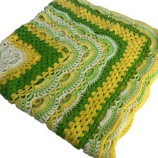 Colcha de crochê vovó verde amarelo branco cobertor comprar usado  Enviando para Brazil