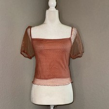 Blusa Ambiance Feminina Grande Rosa Transparente Ponto Manga Folhada Gola Quadrada Coquete comprar usado  Enviando para Brazil