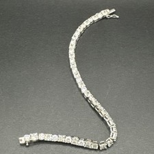 Pulseira de tênis prata esterlina 7,5 pol. círculo quadrado CZ 925 R05  comprar usado  Enviando para Brazil