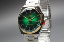 [Não usado] CITIZEN Q&Q QB78-422 relógio masculino de quartzo mostrador verde dourado do Japão, usado comprar usado  Enviando para Brazil