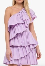 Mini vestido Endless rosa lavanda algodão em camadas tamanho pequeno comprar usado  Enviando para Brazil