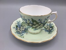 Usado, Xícara de chá e pires Colclough "Forget-Me-Not" osso verde claro sólido porcelana vintage comprar usado  Enviando para Brazil