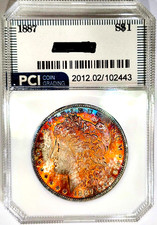 1887-P Gem BU ++++ Morgan Dollar Rainbow Bag Toned Amazing Coin, usado comprar usado  Enviando para Brazil