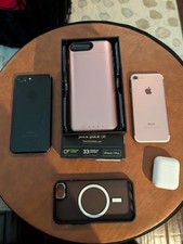 Pacote Apple - iPhone 7, ouro rosa e 7 Plus preto, capas e airpods - como está comprar usado  Enviando para Brazil