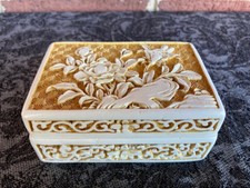 Vintage Chinês Laca Branca Esculpida Floral Cinábrio Tampa Caixa de Bugigangas  comprar usado  Enviando para Brazil