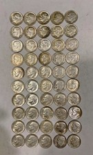 Lote de 50 moedas de dez centavos Roosevelt circuladas 90% prata década de 1960 US$ 5,00 valor nominal comprar usado  Enviando para Brazil