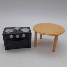 Conjunto de fogão de mesa de cozinha Epoch casa de bonecas móveis em miniatura decoração brinquedo preto bronzeado, usado comprar usado  Enviando para Brazil