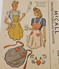 Avental McCall's 1096 padrão Misses com bolsos cardíacos e transferência tamanho único 1943, usado comprar usado  Enviando para Brazil
