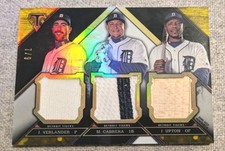 Topps Triple Threads 2016 oro triple reliquia SP #/9 M. Cabrera Verlander J. Upton segunda mano  Embacar hacia Mexico