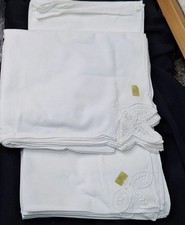 Nuevo mantel de encaje vintage de algodón Tessile 66”x102” ovalado y 12 servilletas blancas segunda mano  Embacar hacia Mexico