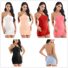 Feminino ver através de Halter Transparente Justo Curto Mini Vestido Tubo para coquetel festa, usado comprar usado  Enviando para Brazil