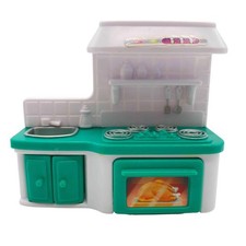 Móveis de cozinha vintage Keenway My Happy Family casa de bonecas pia azul-petróleo fogão forno comprar usado  Enviando para Brazil