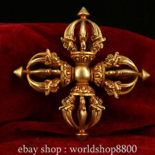 4.8" Tibet Lila Bronze Gilt Carving Cross Dorje Falling Magic Device Statue comprar usado  Enviando para Brazil