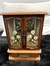 Usado, Caixa de joias estilo guarda-roupa de madeira vintage com luz de fundo, fendas giratórias/anel comprar usado  Enviando para Brazil