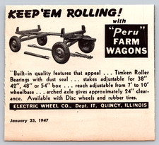 1947 Impressão Anúncio Roda Elétrica Co Quincy Ill Keep' Em Rolling com Vagões de Fazenda Peru comprar usado  Enviando para Brazil
