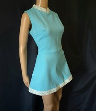 MINI VESTIDO SKATISTA MOD SPACE AGE AZUL GELADO Vintage Anos 1960 Sem Mangas - M comprar usado  Enviando para Brazil
