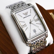 Usado, Relógio Emporio Armani data quadrado aço quartzo usado bateria substituída comprar usado  Enviando para Brazil