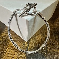 Autêntica pulseira de corrente de cobra Pandora prata esterlina barra em T, tamanho 16cm pequena comprar usado  Enviando para Brazil