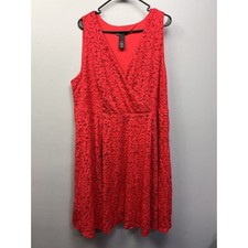 Vestido midi feminino Lane Bryant sem mangas de renda plus size 22 vermelho forrado decote V comprar usado  Enviando para Brazil