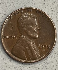 RARO - 1955 D - Erro - Moeda de trigo “L” na liberdade aro superior devido ao centavo de deslocamento comprar usado  Enviando para Brazil