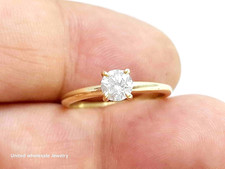 Anel de noivado solitário de diamante natural 0,55 ct ouro amarelo 14K redondo brilhante comprar usado  Enviando para Brazil